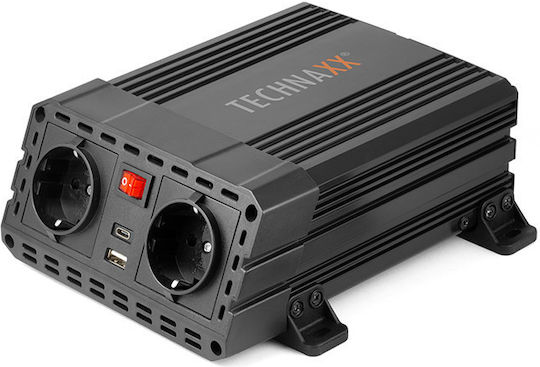 Technaxx Power Invertor Auto 600W pentru Convertirea 12V DC în 230V AC cu 1xUSB
