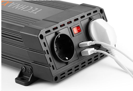Technaxx Power Invertor Auto 600W pentru Convertirea 12V DC în 230V AC cu 1xUSB