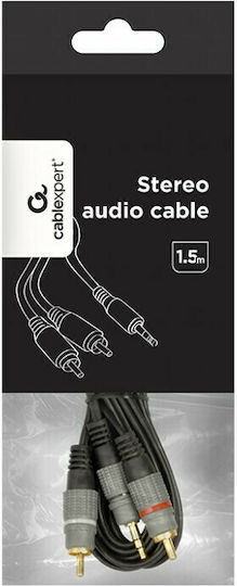 Cablexpert Καλώδιο Ήχου 3.5mm male - RCA male Μαύρο 1.5m με Επίχρυσους Ακροδέκτες CCA-352-1.5M