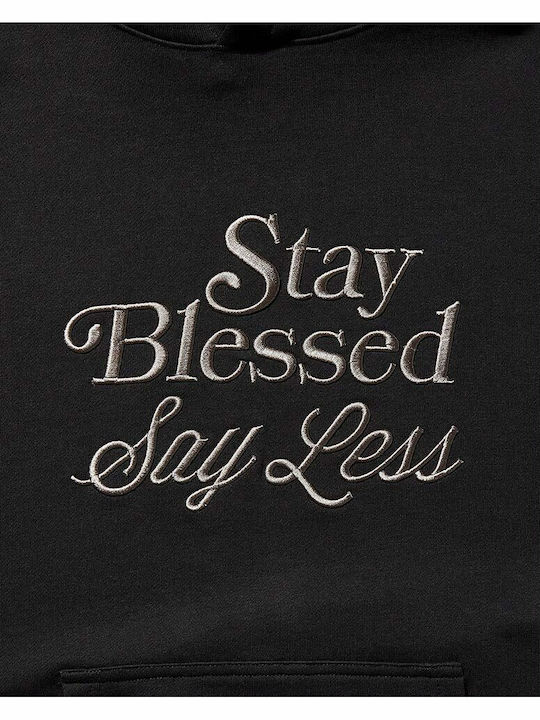 Stay Blessed Φούτερ με Κουκούλα Μαύρο