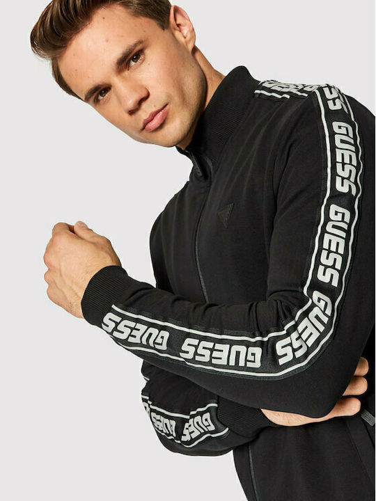 Guess Herren Sweatshirt Jacke mit Taschen Schwarz