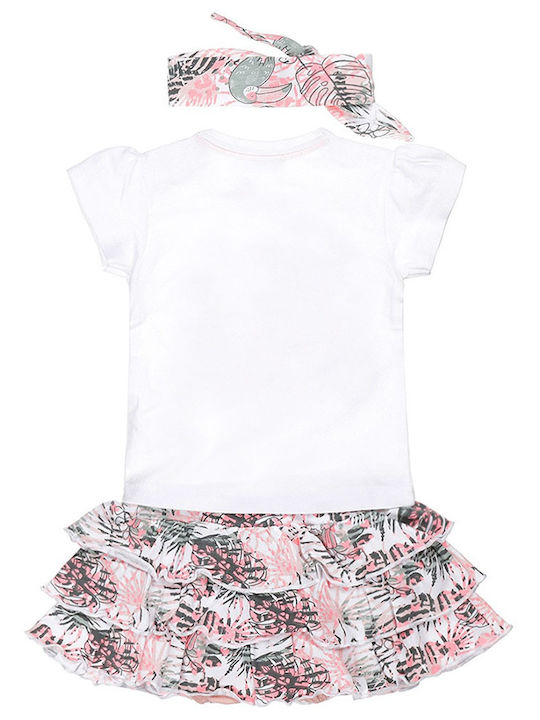 Dirkje Kids Set with Skirt Summer 3pcs White