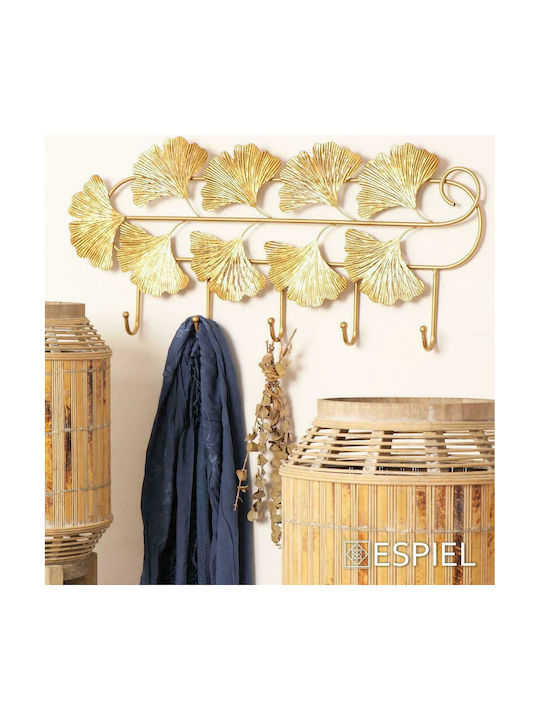 Espiel Metal Wall Hanger with 5 Slots Χρυσή 72x5.5x31cm 1pc