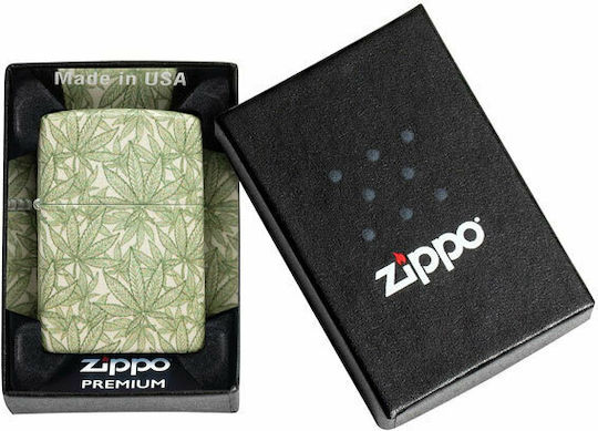 Zippo Канабис Дизайн Ветроустойчива Запалка с Пламък в Зелен Цвят