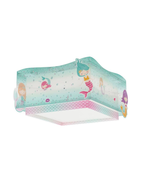 Ango Mermaids Einfaches Licht Kinderdeckenleuchte Deckenleuchte montieren 15W mit Fassung E27 Türkis 33x16.5cm