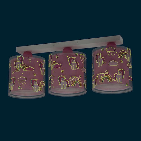 Ango Unicorns Kronleuchter Kinderdeckenleuchte Deckenleuchte 23W mit Fassung E27 Rosa 15x15cm
