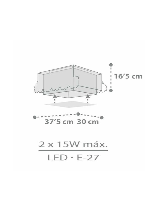 Ango Kids Plastic Single Mount Ceiling Light E27 Night Train Multicolour 15W 37.5x16.5cm
