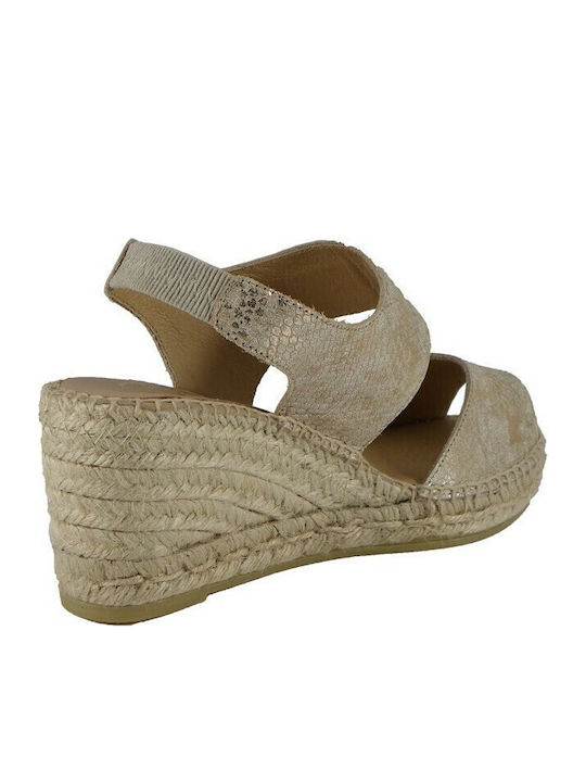 Women's Leather Platform Espadrilles Gold