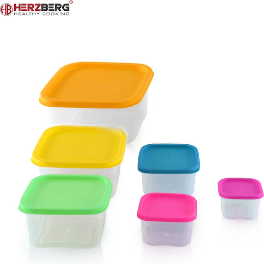 Herzberg Set Plastic Lunch Boxes Multicolour 6 Pieces