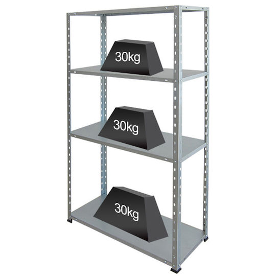 Vesta Galvanized Dexion with 5 Metallic Shelves L75xD30xH168cm