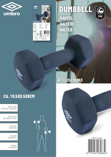 Umbro 26963 Hexagon Dumbbell Made of Neoprene 1 x 3kg