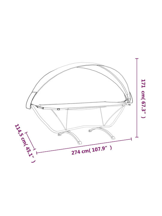 vidaXL Hängematte Einzeln Stoff mit Gestell Grey 274x114.5x171εκ.