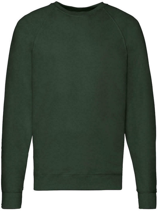 Fruit of the Loom Lightweight Raglan Bărbați Bluza Promotională Mânecă Lungă Sticlă verde