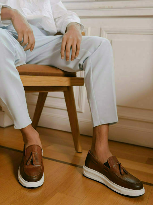 2916 Leder Herren Mokassins in Tabac Braun Farbe