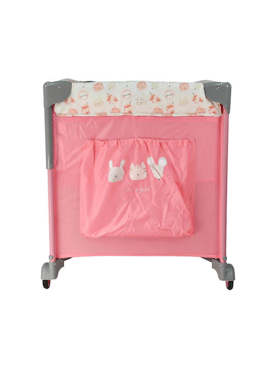 Bebe Stars Animal Bunny Playpen 2 Levels with Mattress Pink 125x65cm
