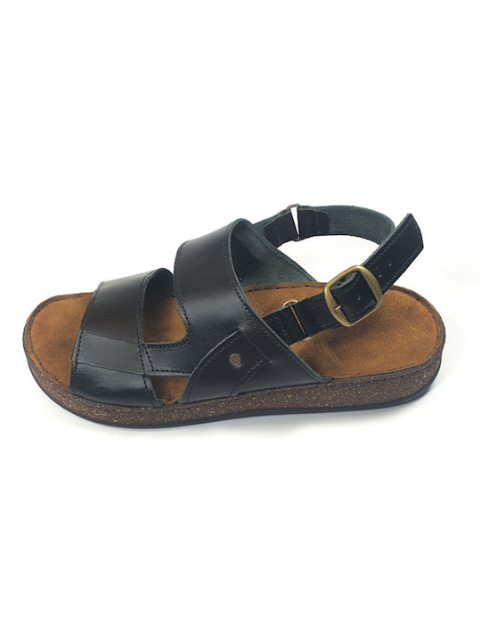 Klimatsakis Leder Herrensandalen in Braun Farbe