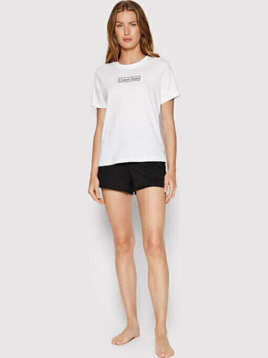 Calvin Klein Καλοκαιρινό Γυναικείο Σετ Πιτζάμας Βαμβακερό Λευκό