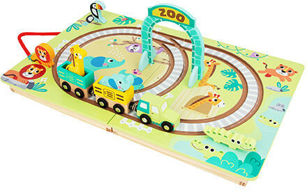 Tooky Toys Zoo Set with Train made of Wood for 3+ years+ Years