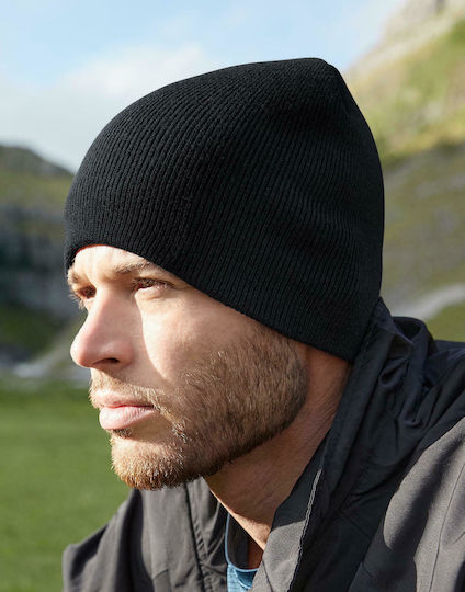 B44 Beanie Unisex Beanie Gestrickt in Schwarz Farbe