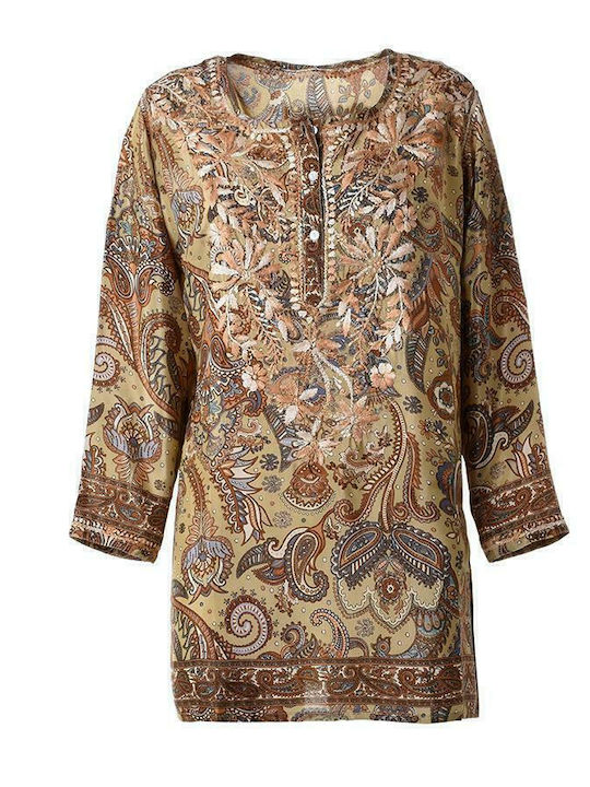 Ble Resort Collection Women's Mini Caftan Beachwear Brown
