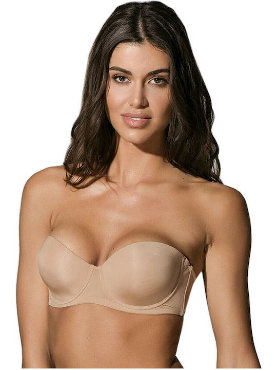 Secret Strapless Bra with Light Padding Underwire Beige