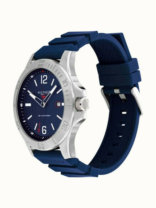Tommy Hilfiger Ryan Ανδρικό Ρολόι 46mm Μπαταρίας με Μπλε Καουτσούκ Λουράκι