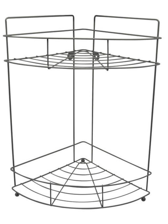 Ankor Ecke An der Wand montiert Badezimmerregal Metallisch mit 2 Regalen 22x22x38cm