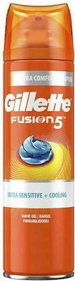 Gillette Fusion 5 Ultra Sensitive + Cooling Gel Ξυρίσματος για Ευαίσθητες Επιδερμίδες 200ml