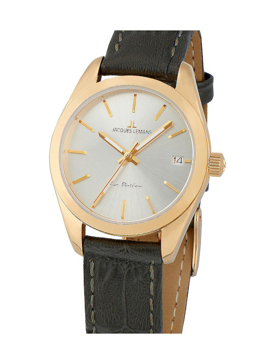 Jacques Lemans La Passion Watch with Gray Leather Strap