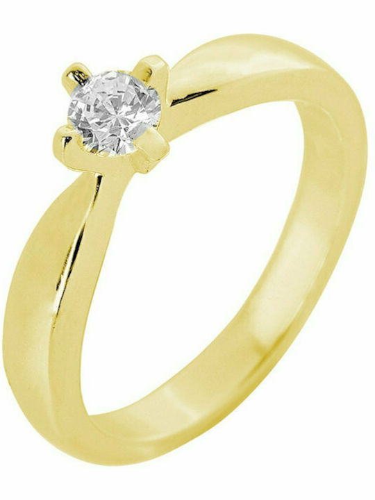 Prince Silvero Single Stone Ring From Gold Plated Silver