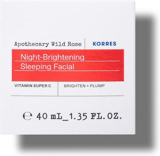 Korres Apotherapy Wild Rose Night Brightening Sleeping Κρέμα Προσώπου Νυκτός για Ενυδάτωση & Αντιγήρανση με Υαλουρονικό Οξύ & Βιταμίνη C 40ml