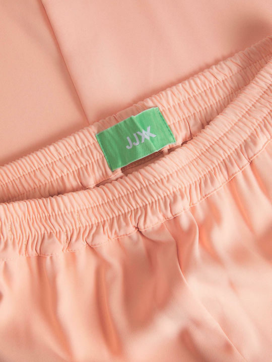 Women's High-waisted Fabric Trousers with Elastic Regular Fit Tropical Peach