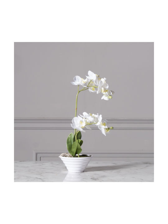 Supergreens Artificial Plant in Small Pot Orchid Phalaenopsis Real Touch White 35cm 1pcs