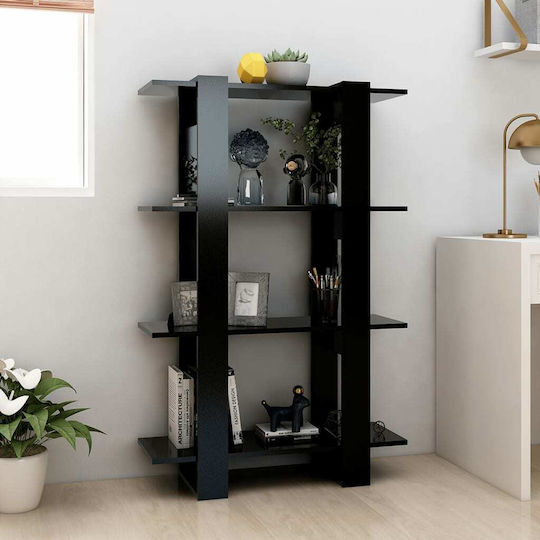 Βιβλιοθήκη Μαύρο 80x30x123.5εκ.