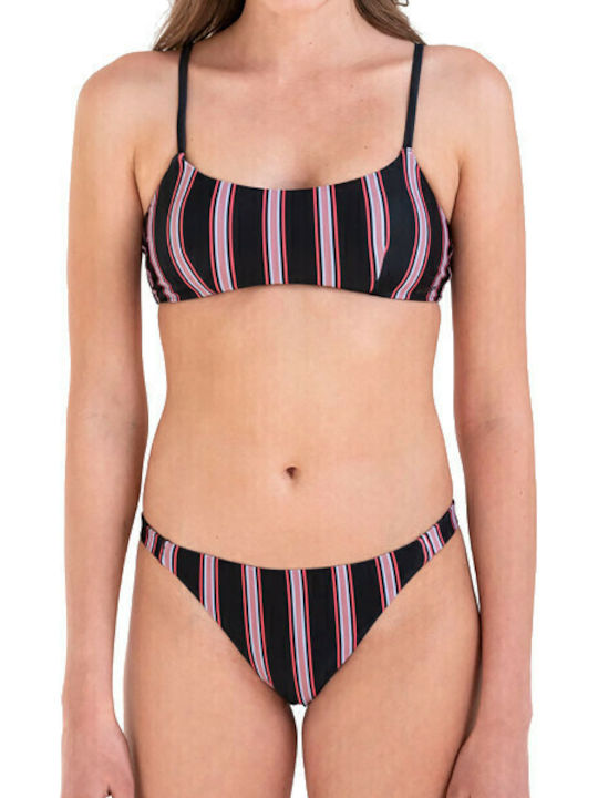 Set Bikini Μπουστάκι με Αφαιρούμενη Ενίσχυση Ριγέ Μαύρο