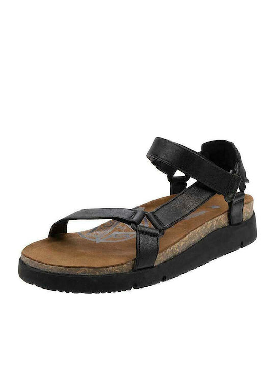 Ranch Hiking Leather Women's Flat Sandals Anatomic in Black Color