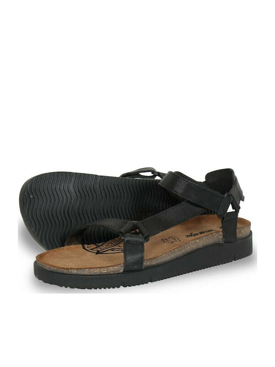 Ranch Hiking Leather Women's Flat Sandals Anatomic in Black Color