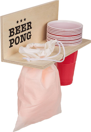 Game Shelf Beer Pong with 12 Cups, 12 Balls, 25x12x15 cm Drinking Game Set of 24pcs