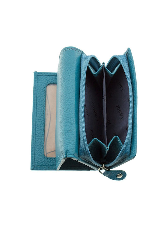 Small Leather Women's Wallet with RFID Light Blue
