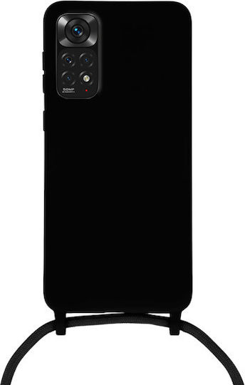 Lace Umschlag Rückseite Silikon mit Band Schwarz (Redmi Note 11 / 11S 4G)