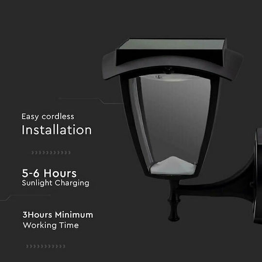 V-TAC Wall Mounted Solar Light Traffic light 2W 110lm Natural White 4000K with Photocell IP44