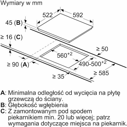Bosch Serie 4 Plită Ceramică Autonom cu Funcție de Blocare 59.2x52.2εκ.