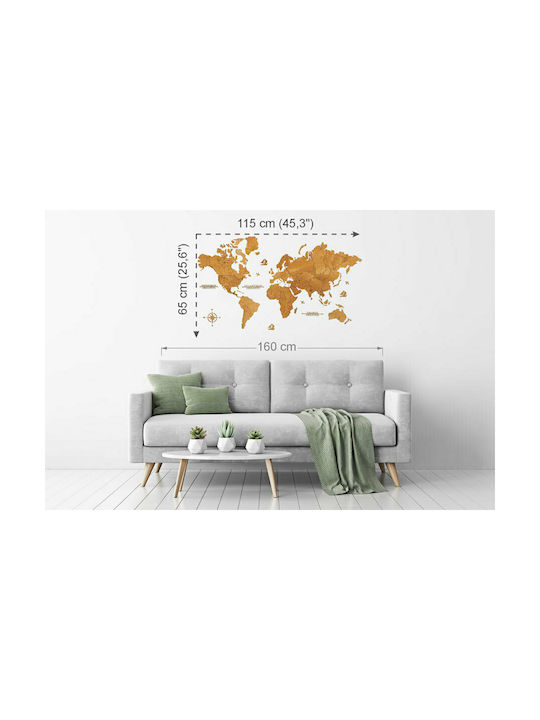 Wall Decor World Map Handmade Wooden 115x65cm