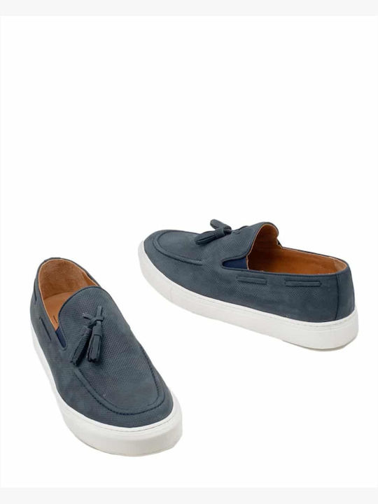 Δερμάτινα Ανδρικά Loafers σε Μπλε Χρώμα