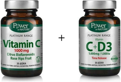 Power Of Nature Vitamin C+D3 1000mg & Vitamin C 1000mg Vitamin Vitamin C+D3 1000mg / 1000iu 30 tabs & Vitamin C 1000mg 20 tabs for Energy & Immune System Boost 1000mg