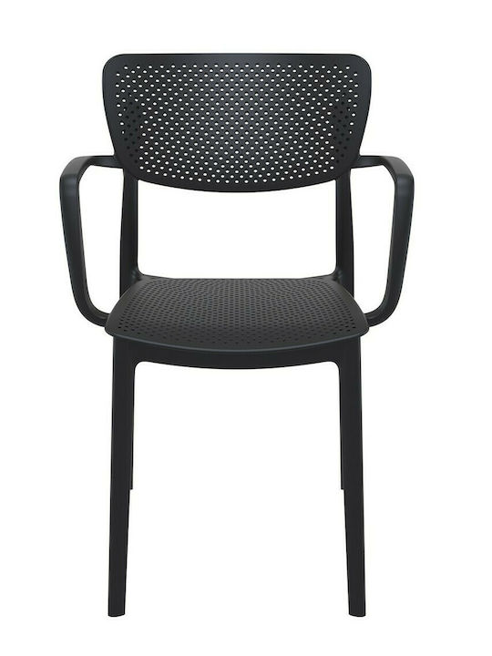 Outdoor Chair Polypropylene 128 Loft Black Velvet-Black Metal 54x53x45cm