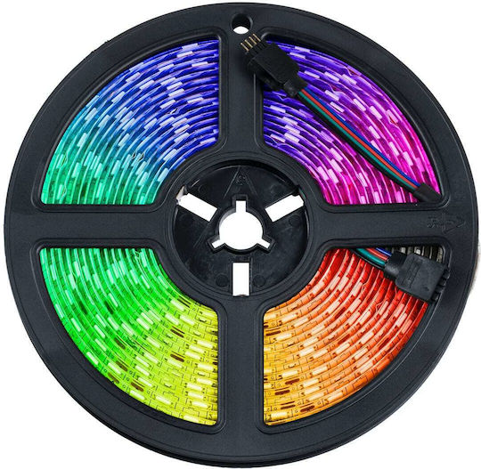 GloboStar Αδιάβροχη Ταινία LED 12V RGB Φως 2x5m Τύπου SMD5050 με Τροφοδοτικό & Τηλεχειριστήριο