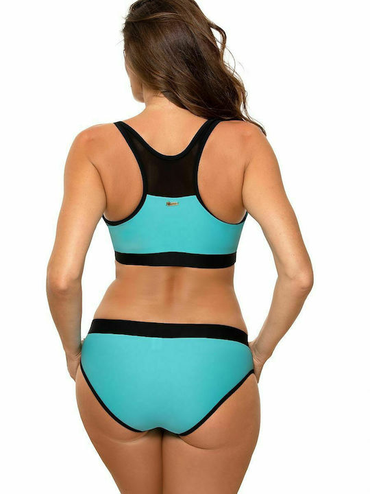 Marko Bikini Set Sports Bra & Slip Bottom with Detachable Straps Turquoise