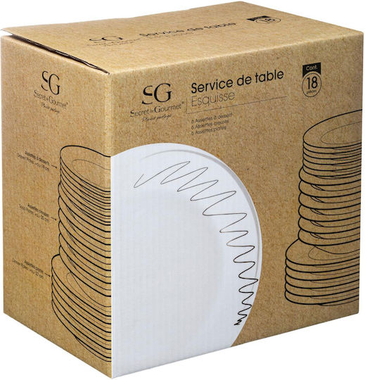 Secret de Gourmet Esquisse White Porcelain Dinnerware Set 18pcs