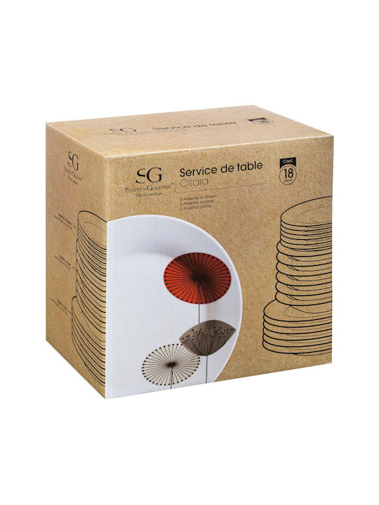 Secret de Gourmet Osara Σερβίτσιο Πιάτων από Πορσελάνη Λευκό 18τμχ